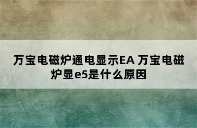 万宝电磁炉通电显示EA 万宝电磁炉显e5是什么原因